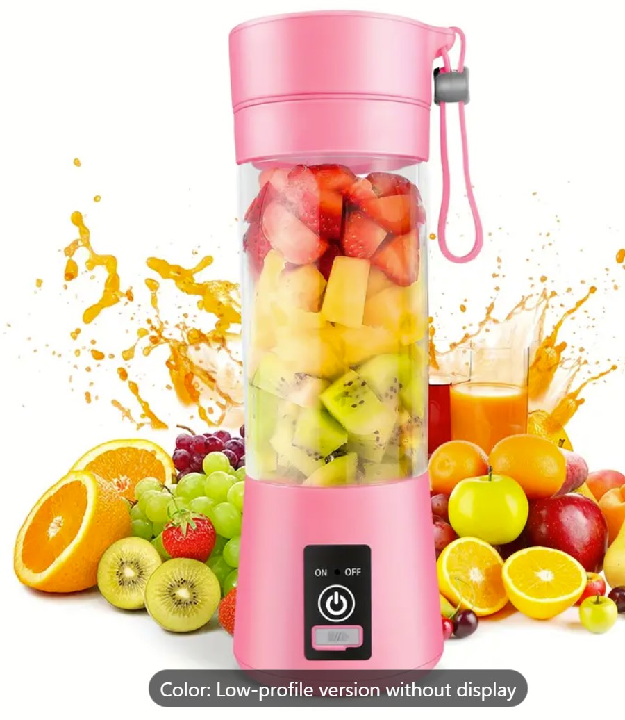 Portable USB Rechargeable Mini Mixer& Juicer-3 Modes, Digital Display, 12 Blades, 15 Oz