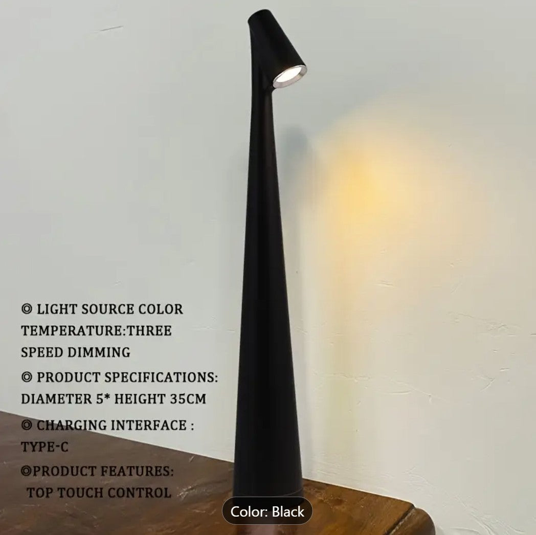 Rechargeable LED Touch-Control Table Lamp with Three Adjustable Colors